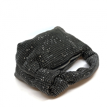 Mini Tote Mila Kristalle schwarz mit Knoten, liegend